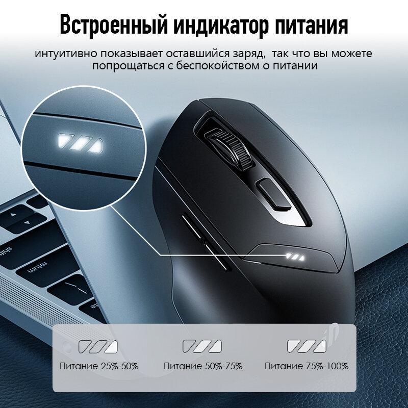 Мышка беспроводная DR1 , Беспроводная перезаряжаемая Bluetooth , мышь компьютерная игровая , мышь для ноутбука , черный мышь — фото 1