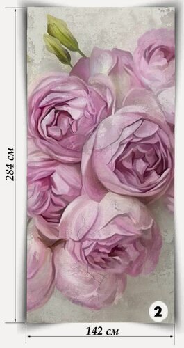Изображение товара Мраморные обои Пионы, лист 142х284 см, 4,033 кв. м, толщина 2 мм, подходит для наружной и внутренней отделки, экологичный, состоит из натуральной мраморной кроошки