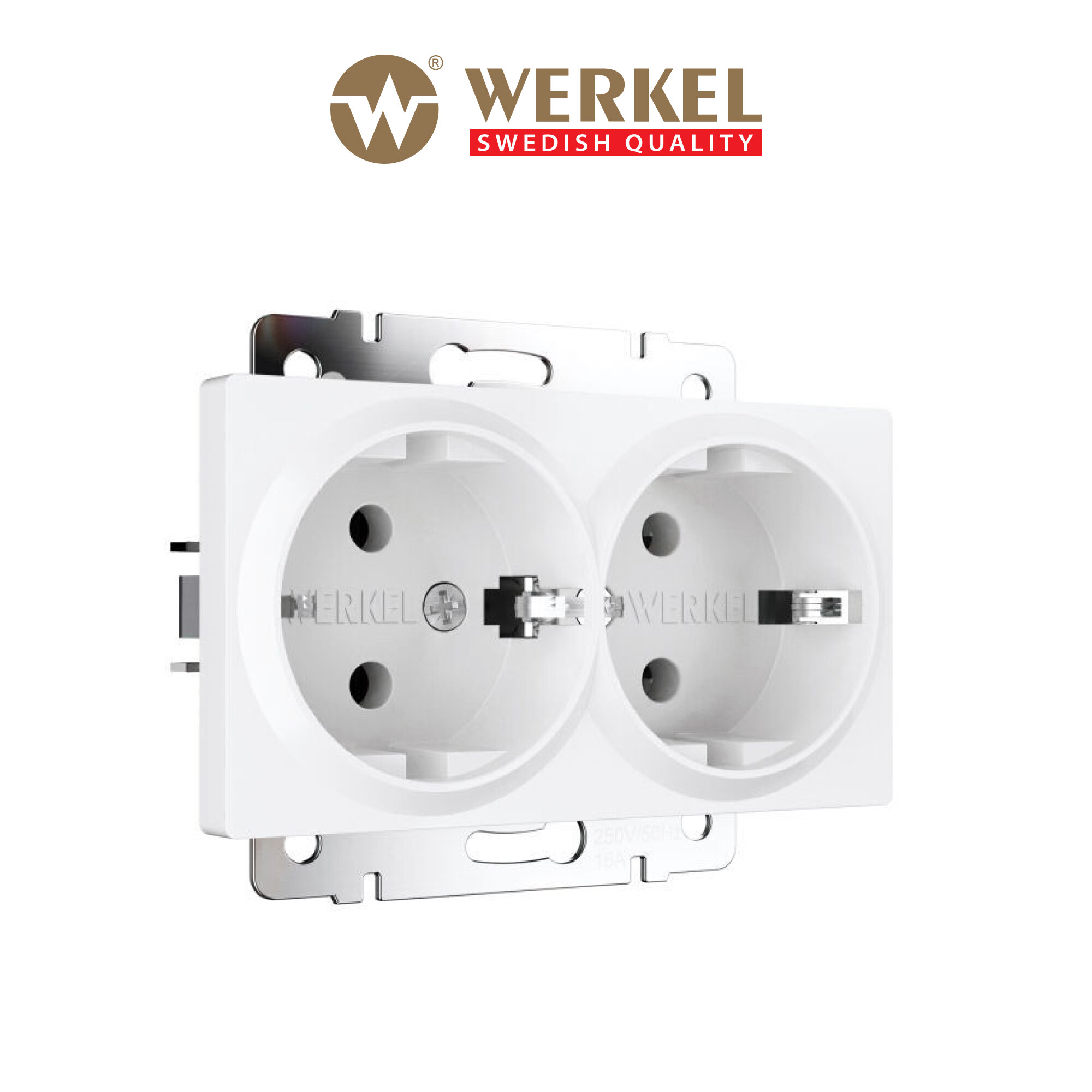 Розетка двойная с заземлением Werkel W1172061 белый матовый IP20