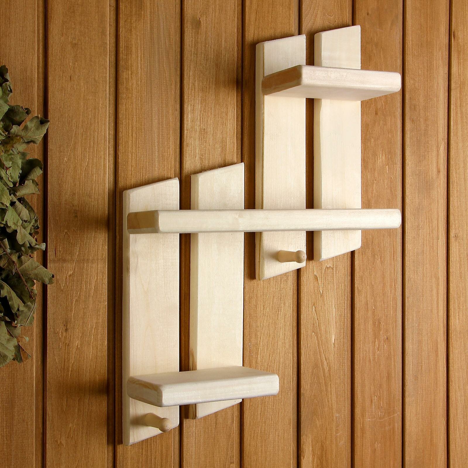 фото Полка "Ступенька" 2 крючка 10 × 46 × 64см, липа "Добропаровъ" 1280128