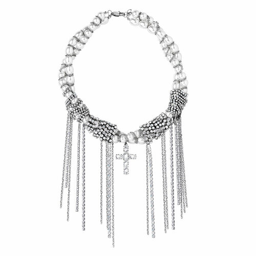 Колье Lunnitsa Soul, жемчуг Swarovski синтетический, длина 37 см, белый