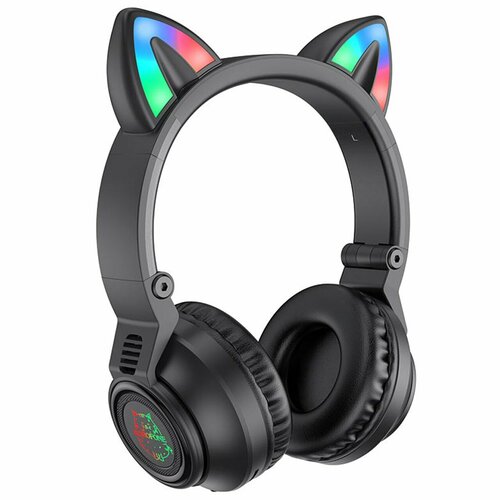 Наушники беспроводные Borofone BO18 Cat, bluetooth, черные беспроводные bluetooth наушники cat ear p38m черные