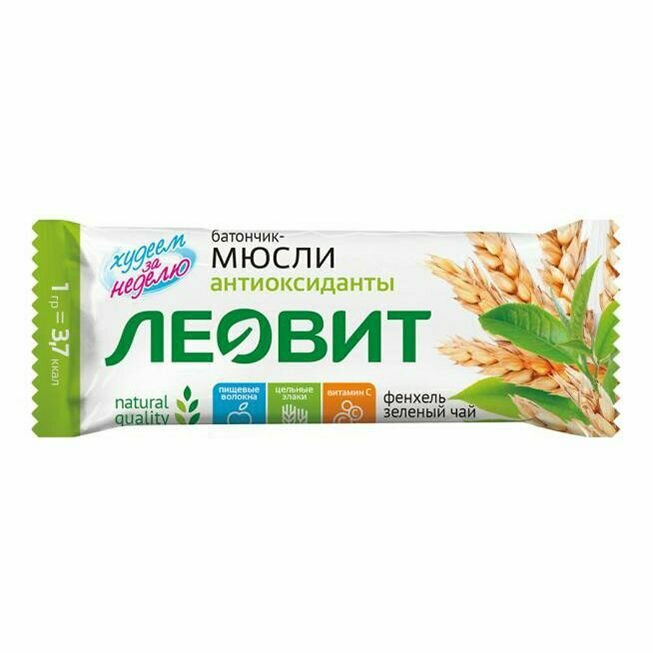 Батончик-мюсли Леовит Худеем за неделю фенхель с зеленым чаем 30 г