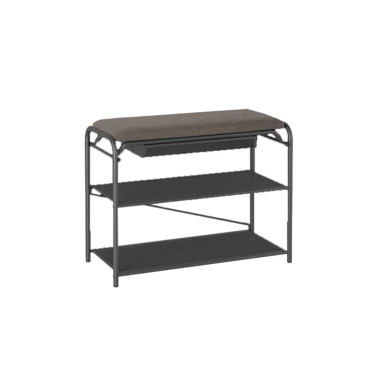 фото Подставка для обуви ЗМИ Гранада 23В_НБК, 2-х полочная, сиденье, ящик, 65 x 31 x 50 см, каркас графит