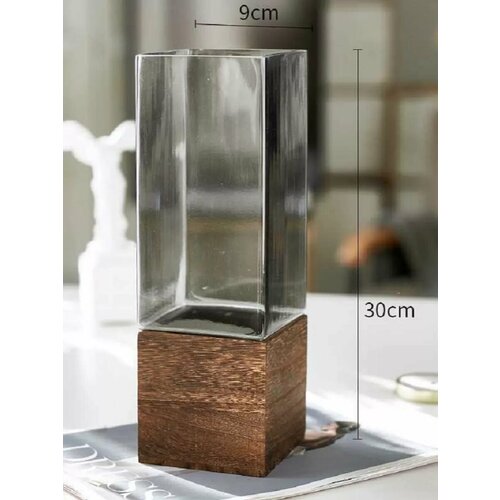 Ваза стеклянная для цветов и сухоцветов 30*9 см