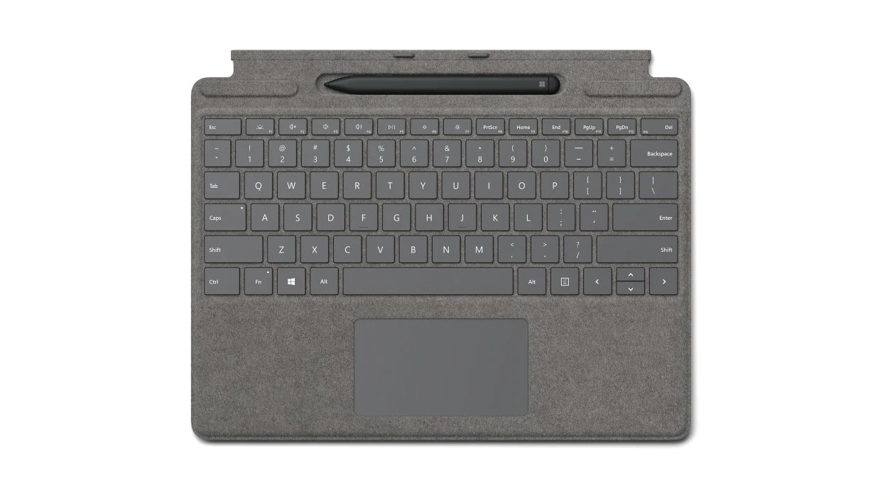 Клавиатура Microsoft Surface Pro X/8/9 Signature Keyboard Alcantara (Platinum) RUS with Slim Pen первого поколения