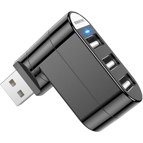 Разветвитель USB Borofone DH3 Black хаб - концентратор 3 порта USB2.0 - черный