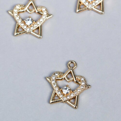 Декор для творчества металл Сердце переплетённое с звездой стразы 18х19 см 3шт 323₽