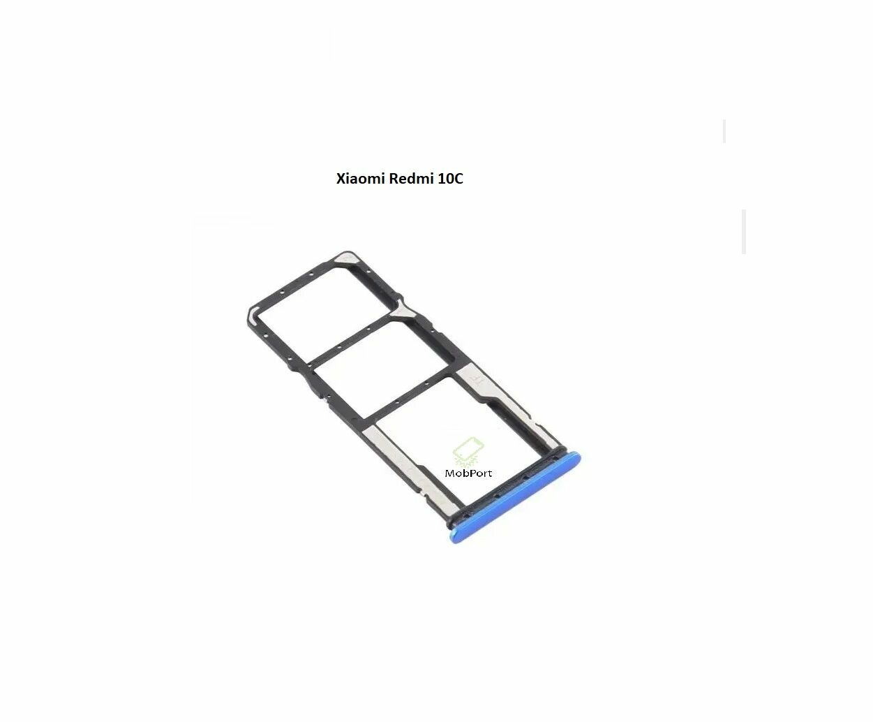 Держатель SIM-карты, для Xiaomi Redmi 10C, металл, пластик, синий — фото 1