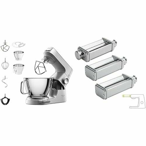 Кухонный комбайн Kenwood Titanium Chef Baker KVC85004SI MAX980ME со встроенными весами и набором макаронных изделий аксессуары для кухонных комбайнов Kenwood 144498₽