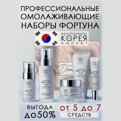 Изображение товара Подарочный набор уходовой косметики для лица ингредиенты Южная Корея 6 средств: пенка для умывания и тоник для лица/сыворотка, лосьон, крем для кожи вокруг глаз, бьютибокс