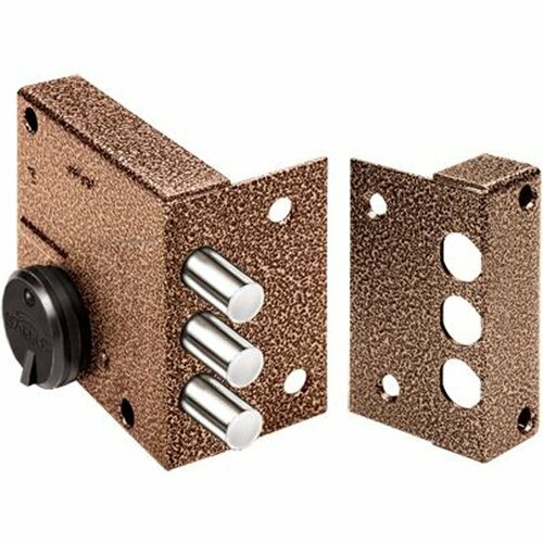 Замок накладной Эльбор Кремень 10451 КМА никель сув 3 риг зап коробка медный антик 32383 1495₽