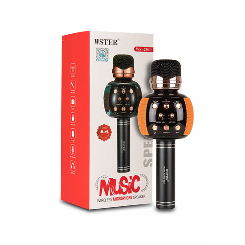 Оригинальный караоке-микрофон WSTER WS-2911 с колонкой Bluetooth FM-радио 5Вт оранжевый 1400₽
