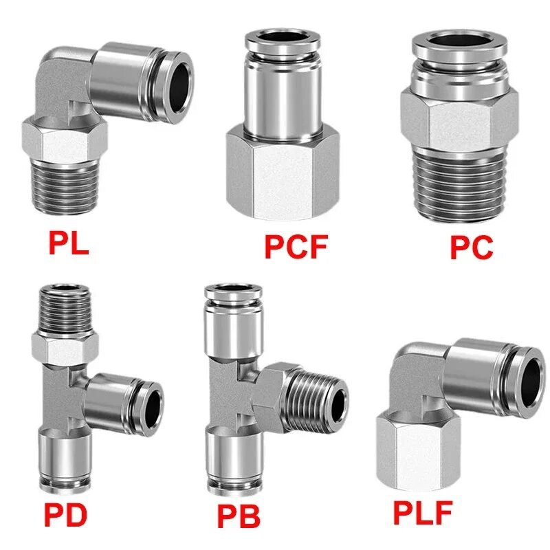 Быстроразъемные фитинги из нержавеющей стали PC PCF PL PLF PB 1/8 1/4 3/8 1/2, 6-02 (6mm-1l4), PL
