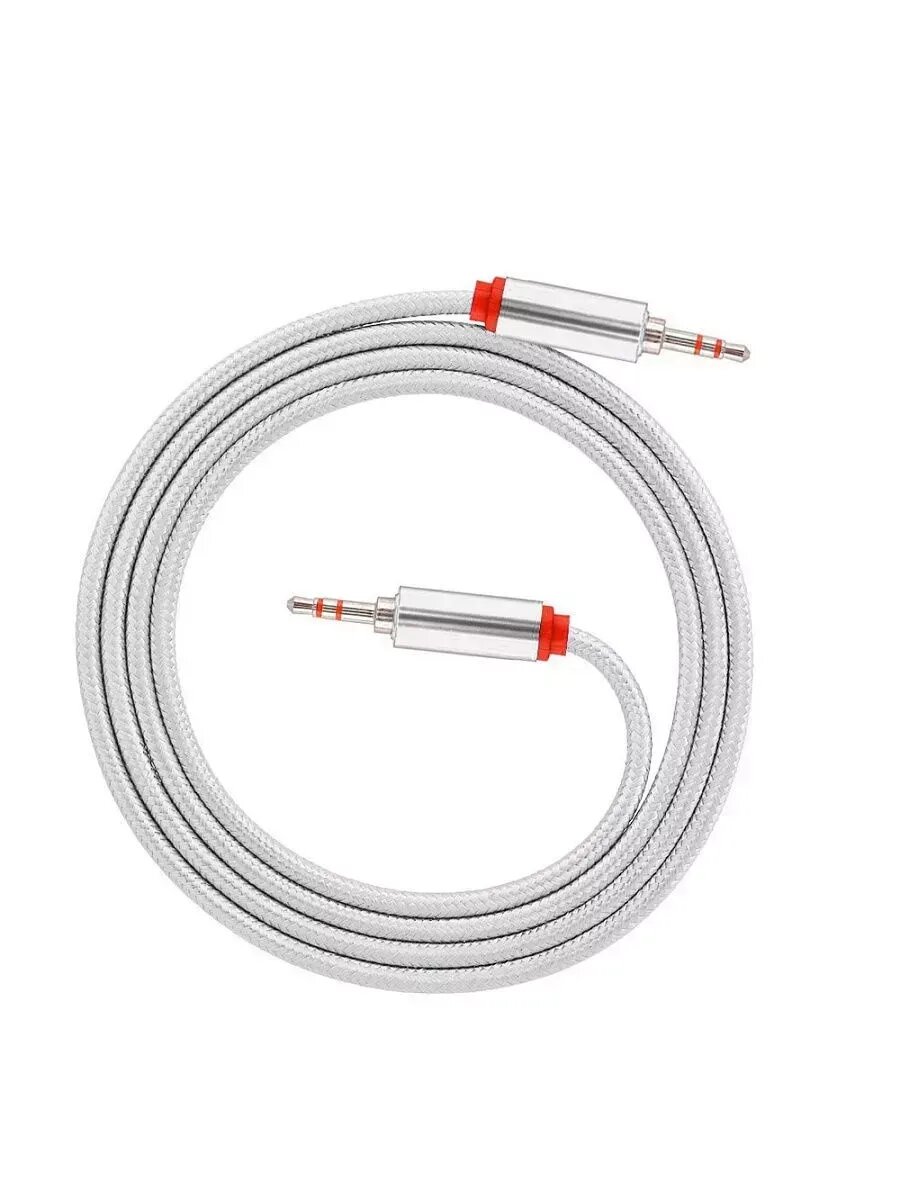AUX кабель в машину mini jack 35 mm цвет белый длина 2 метра