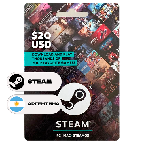 Подарочная карта Steam 20 Аргентина цифровой код активации пополнения Steam Wallet 1402₽