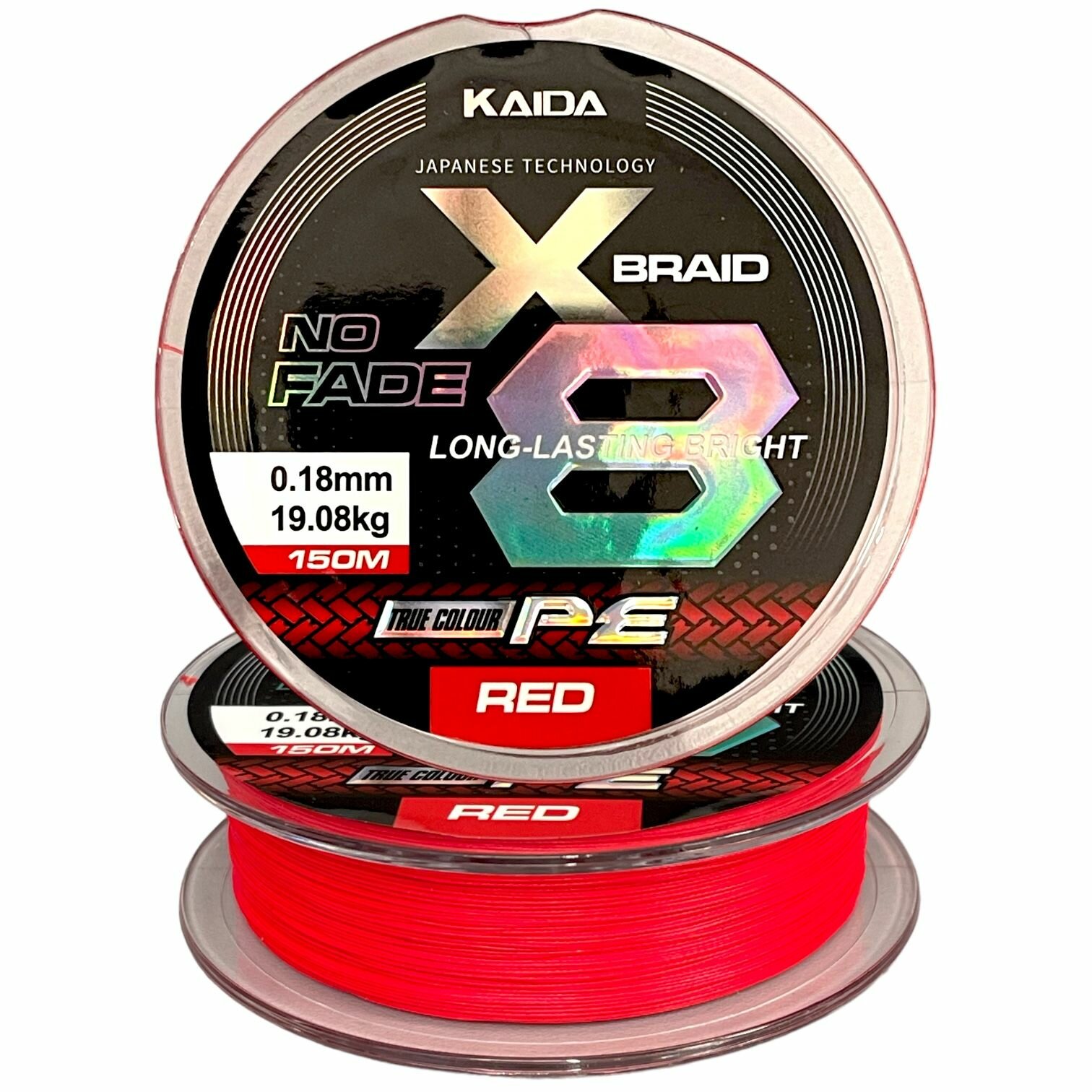 Шнур Kaida No Fade PE 8X 0.12мм 12.30кг красная плетенка для спиннинга фидера рыбалки