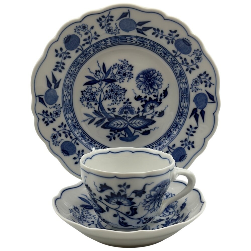 Чайное трио "Синий лук", 180 мл, фарфор, 1939-1964 гг, Hutschenreuther, Германия