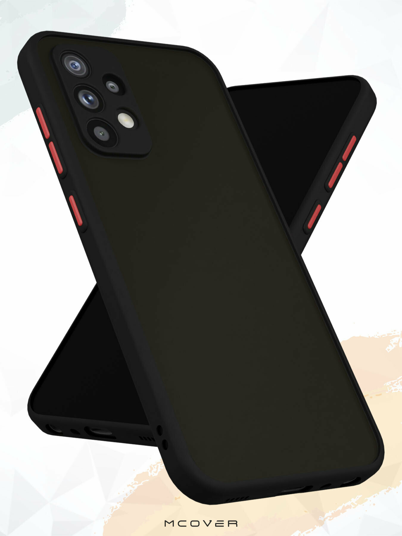 Чехол Mcover на Galaxy A32 / для Галакси А32, противоударный, с защитой камеры, черный — фото 1