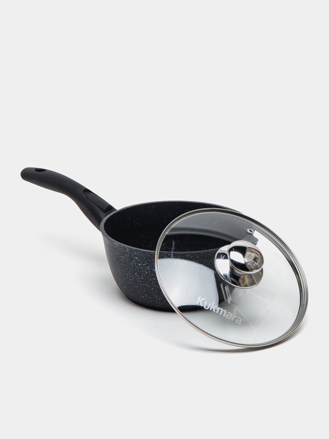 Ковш Kukmara 2.2 л, чёрный, со съёмной ручкой, антипригарное покрытие, подходит для газовых и электрических плит — фото 1