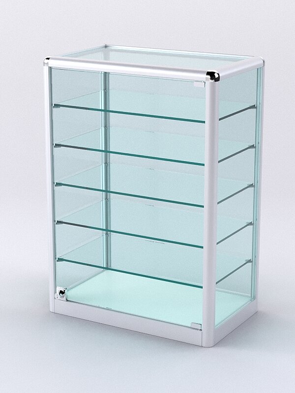 Витрина из профиля настольная "вайб ИКС" №2-5П-С-200 (задняя стенка Cтекло), Белый