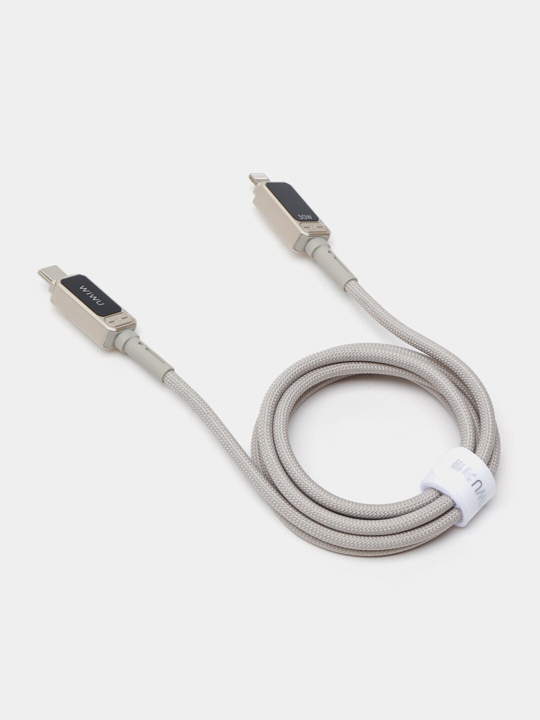 Кабель WIWU Titan, USB-C/Lightning, 30 Вт, с дисплеем, серый — фото 1