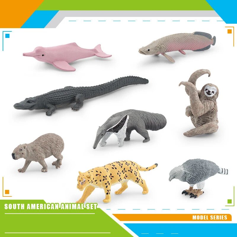 Фигурки животных Южной Америки из пластика, 8Pcs