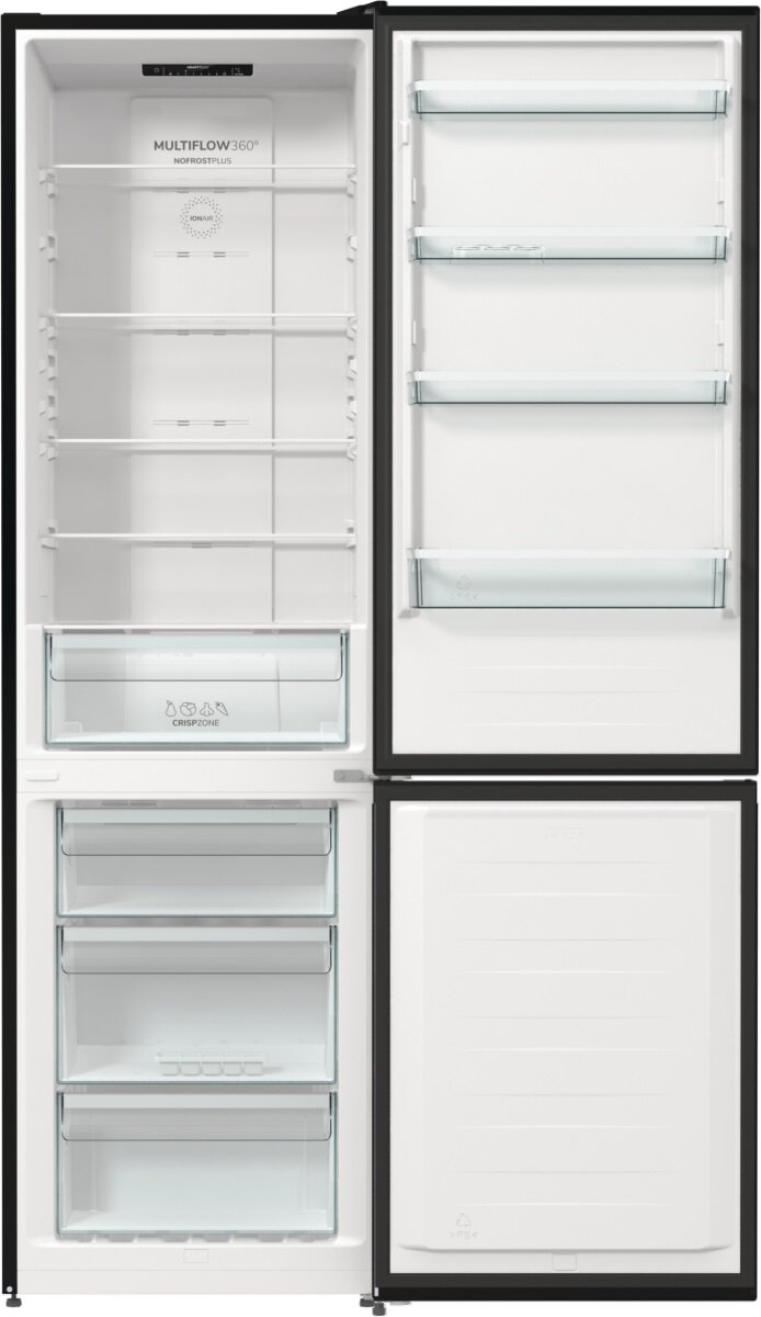 Холодильник двухкамерный GORENJE NRK6202EBXL4, черный Full No Frost