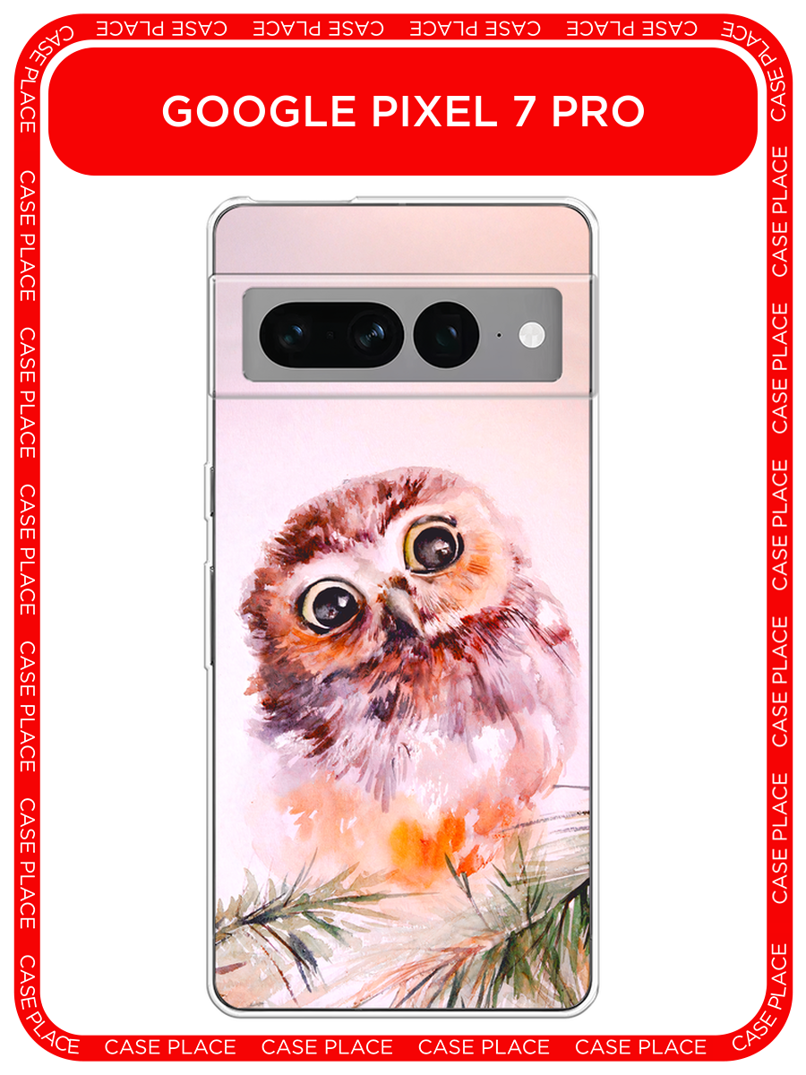 Чехол на Google Pixel 7 Pro / Гугл Пиксель 7 Про с принтом Сова на розовом