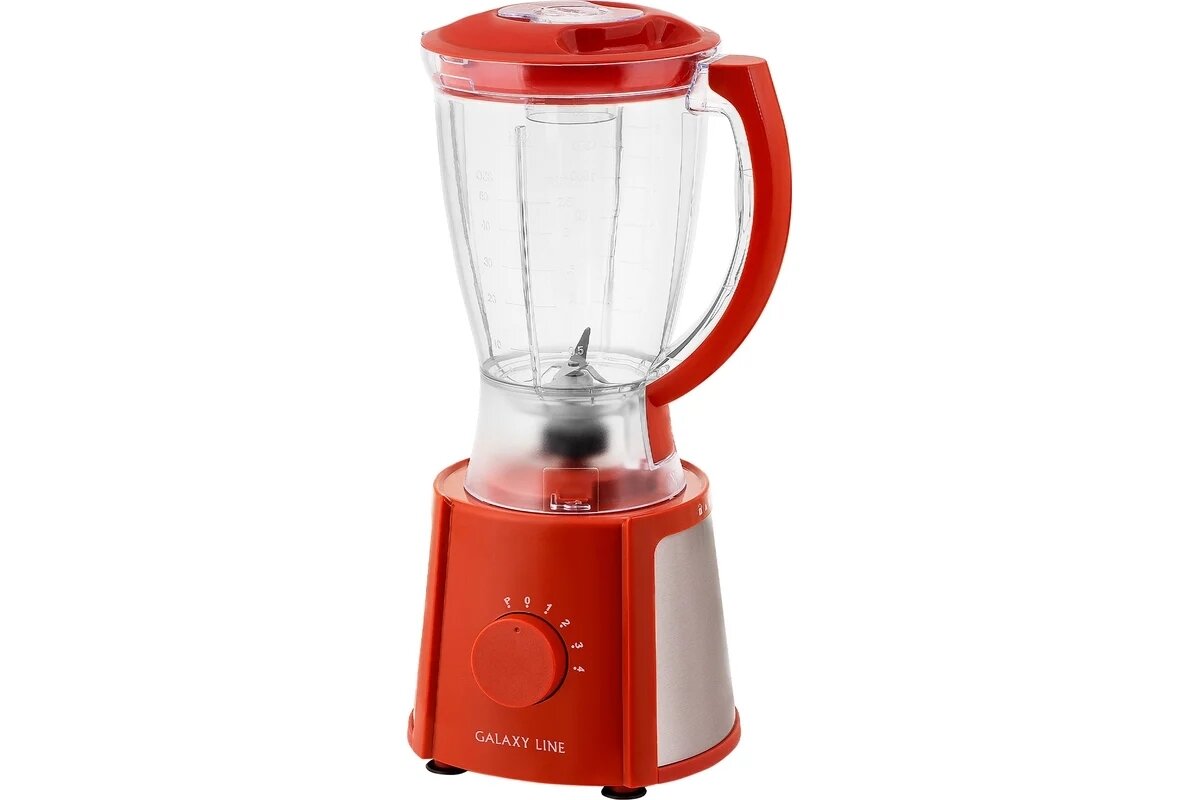 Блендер Galaxy LINE GL 2162, красный, стационарный, 700 Вт, четырехлопастный нож, 4 скорости, импульсный режим