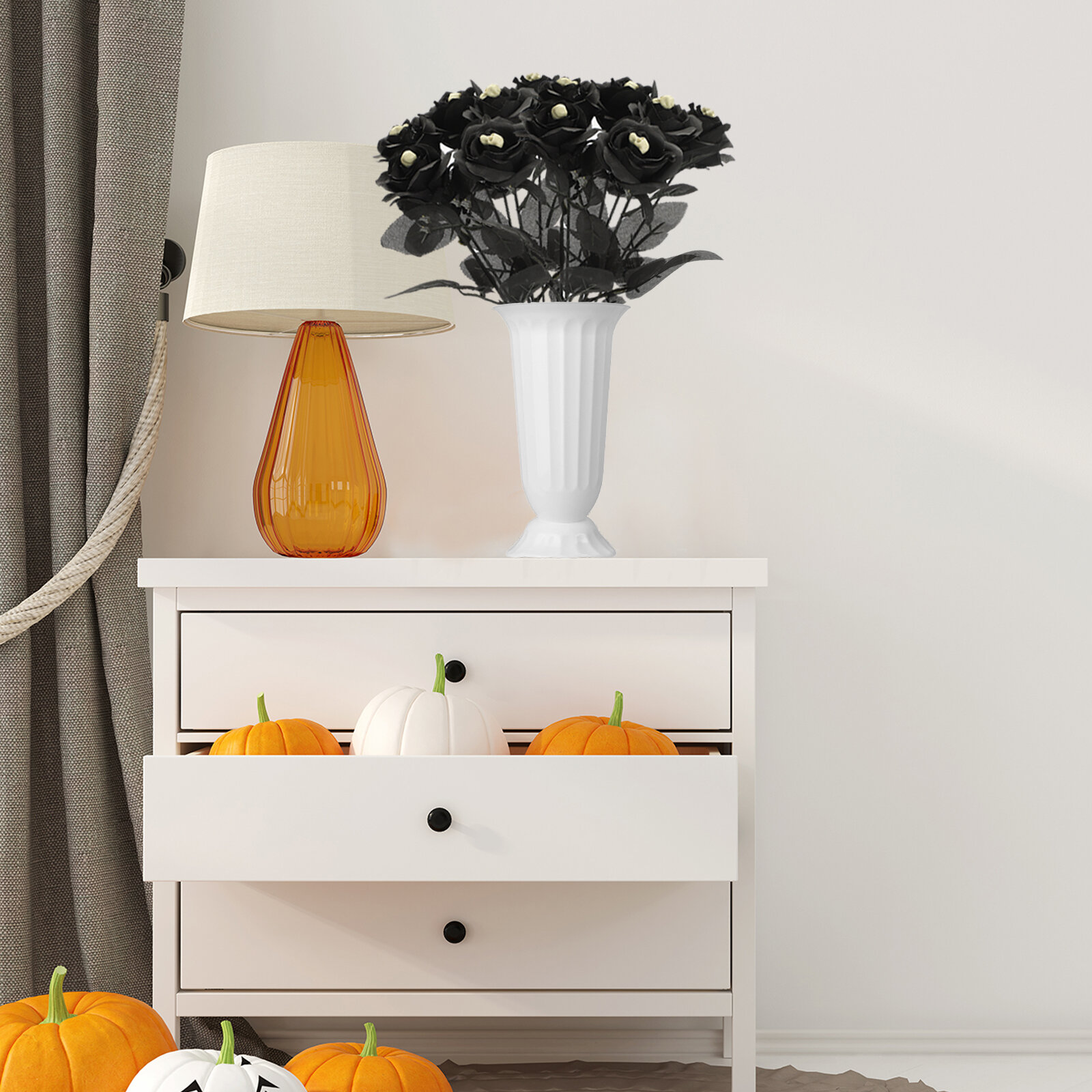 Искусственная роза реалистичный декоративный гибкий искусственный цветок с головой черепа для вечеринки в честь Хэллоуина черный