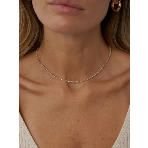 фото Чокер blue jewelry, длина 38 см, серебряный, бежевый