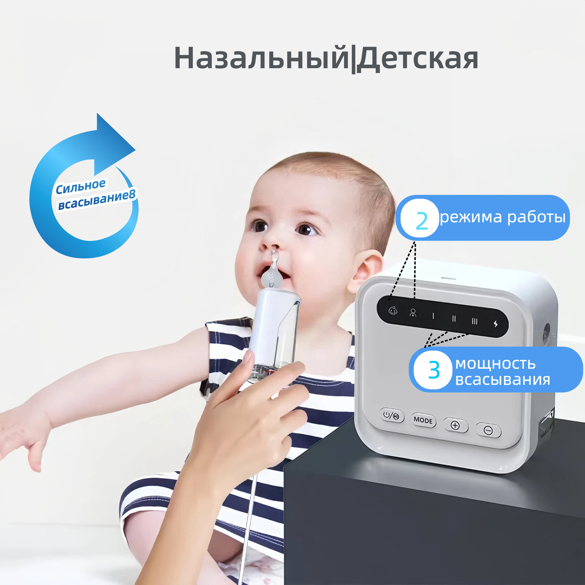 Электрический назальный аспиратор для детей складной 6 уровней всасывания силикон