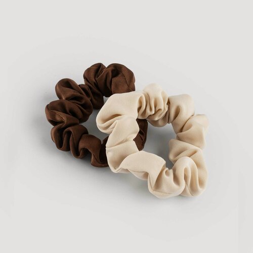Изображение товара Резинка для волос, 9 см, 2 шт, детская, сатин, бежевая/коричневая, Silk, Kuchenland
