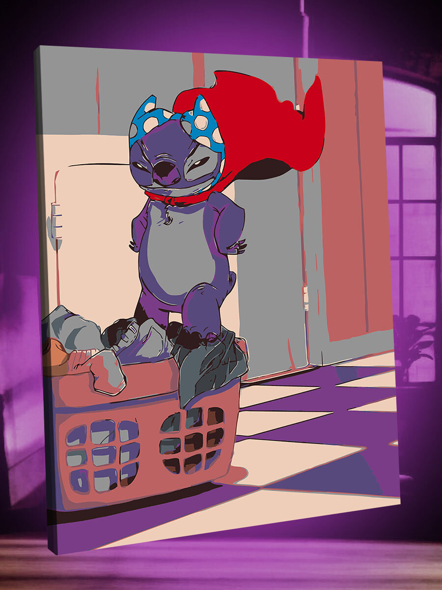 Картина по номерам Стич мультфильм Лило и Стич/ stitch холст на подрамнике 40*50
