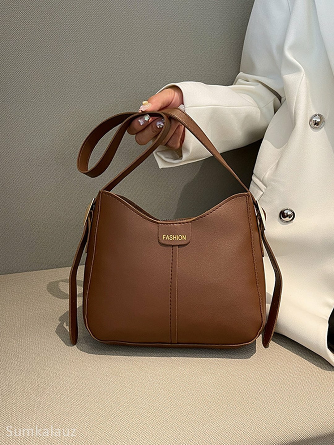 Сумка  Fashion Bag 23×19×13, фактура гладкая, коричневый