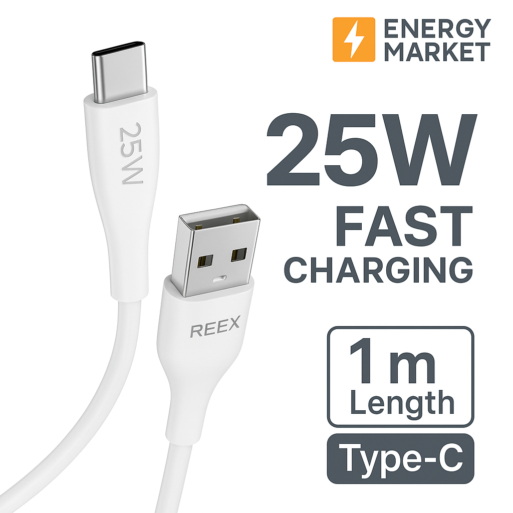 Кабель быстрой передачи данных REEX RX-01T 25 Вт Type-C (1 метр)