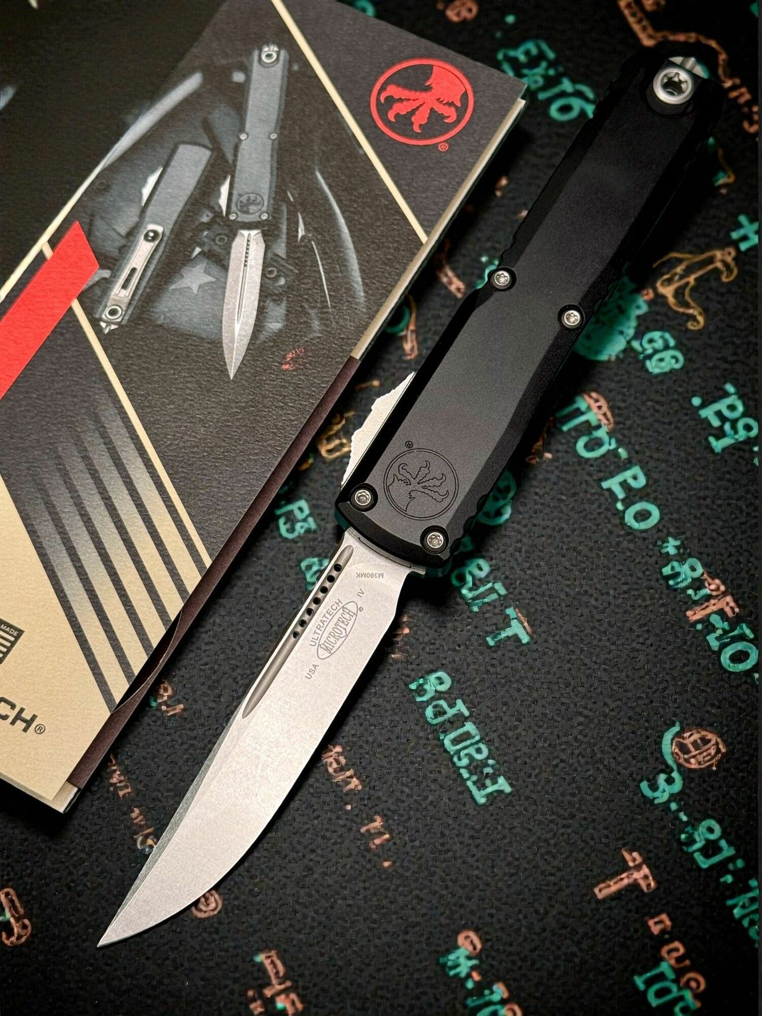 Нож складной MicroTech MCT1121410 Ultratech Gen IV, StoneWash Blade, Black Handle