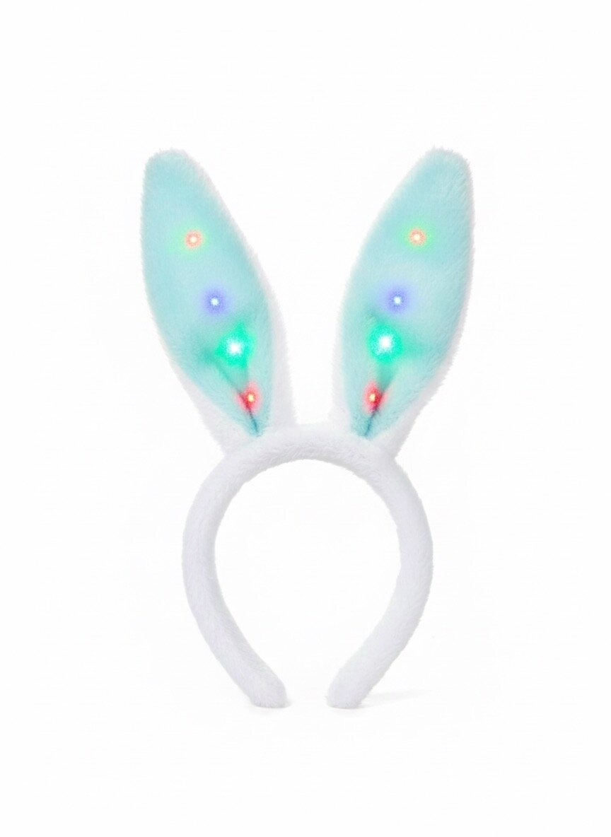 Новогодний ободок, с LED-огнями и помпонами, из пластика и текстиля