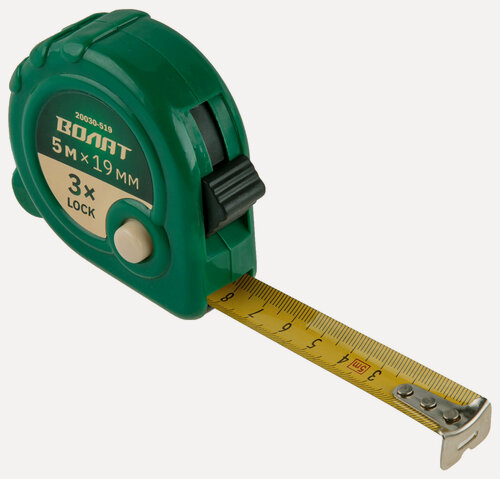 Изображение товара Рулетка измерительная волат 20030-519, 5 м, 19 мм, 3 механизма фиксации, корпус ABS-пластик