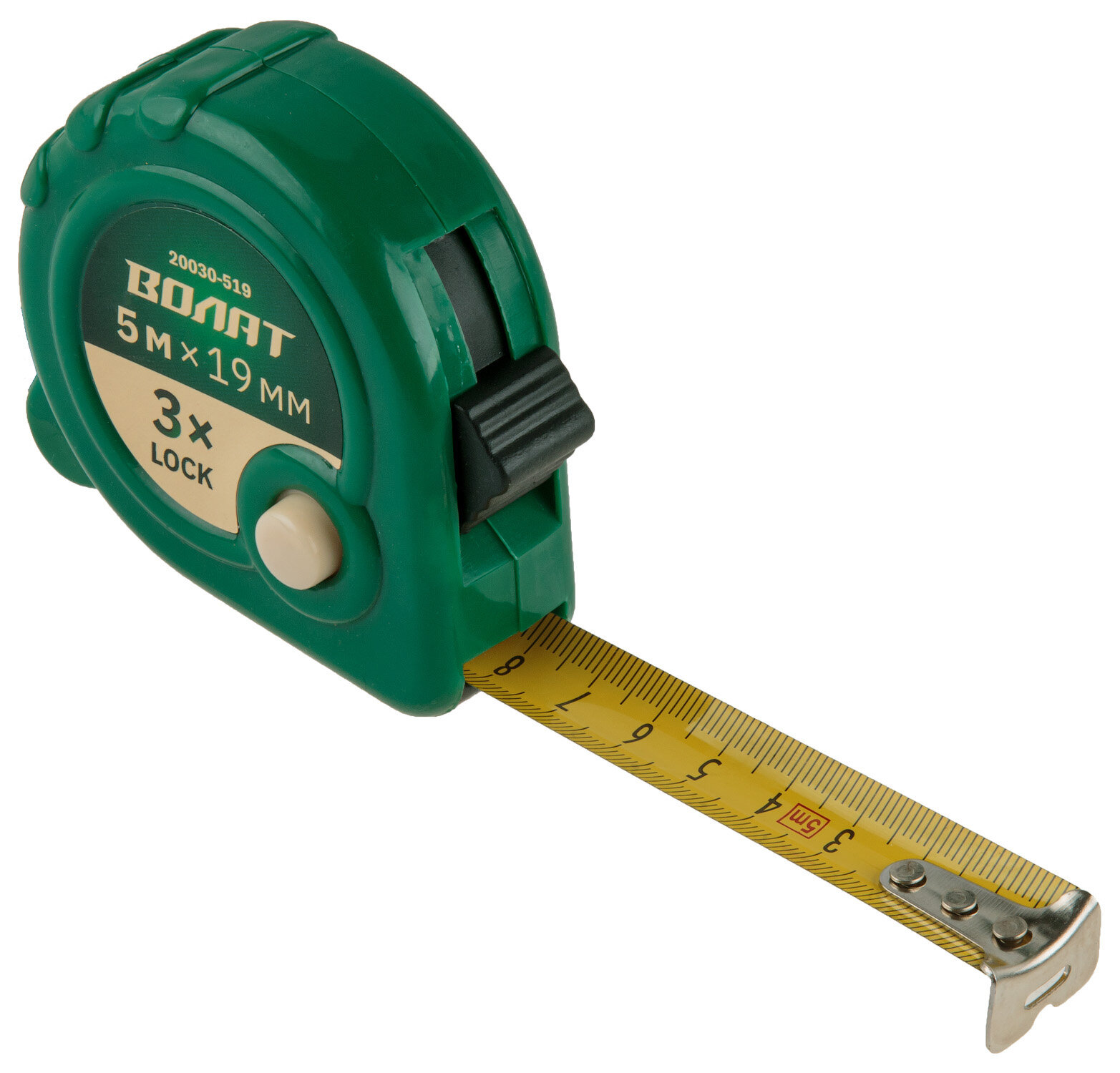 Рулетка измерительная волат 20030-519, 5 м, 19 мм, 3 механизма фиксации, корпус ABS-пластик