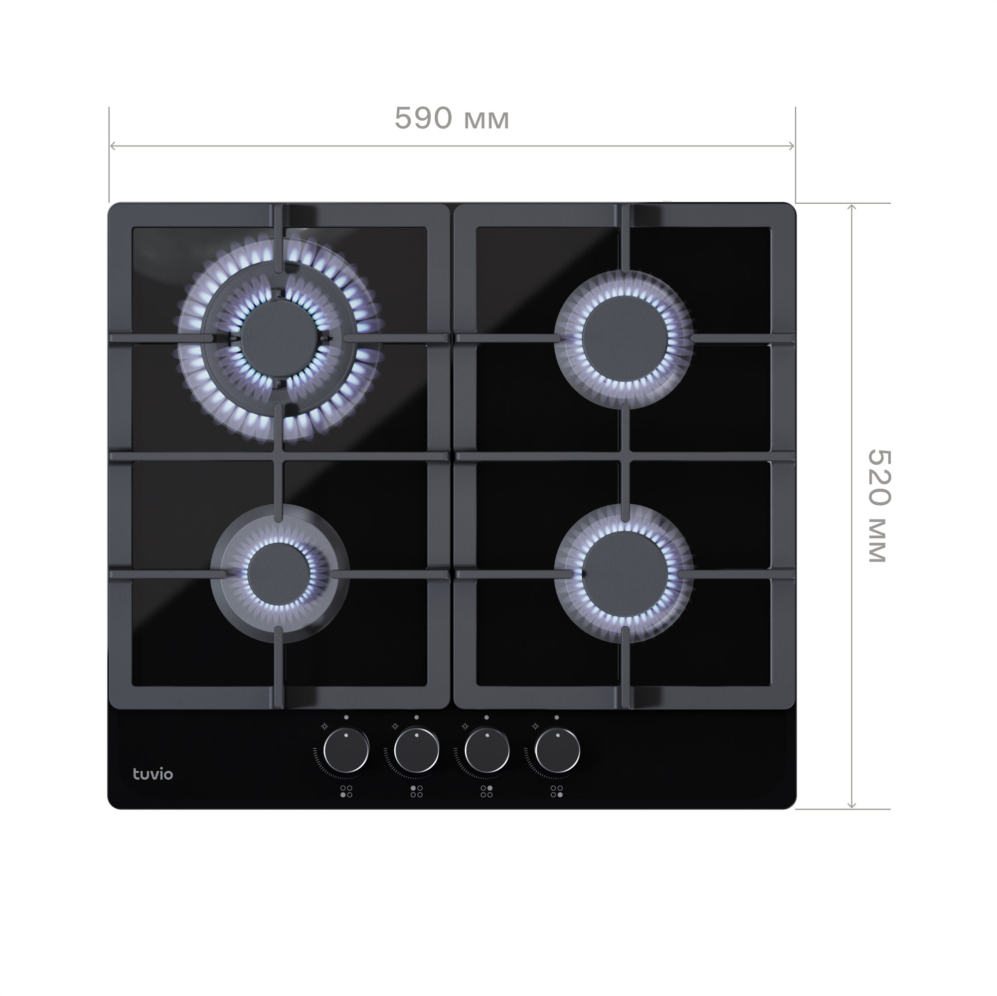 Газовая варочная панель Tuvio HGS62TBGB1 с WOK и газ-контролем - фотография № 7