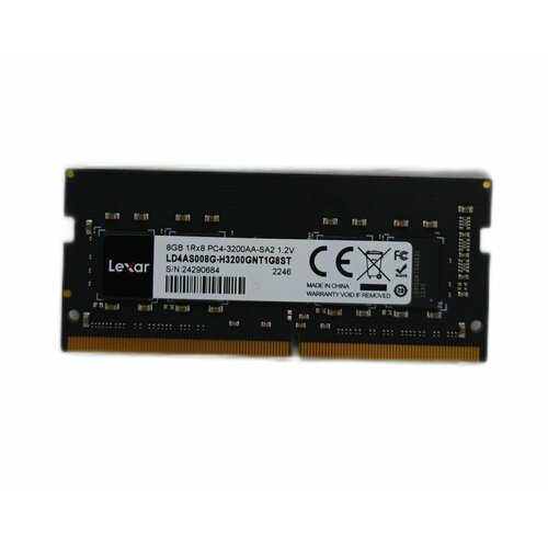 Оперативная память Lexar laptop DDR4-3200Mbps SODIMM 1x8 ГБ 12v LD4AS008G-R3200GNT1G8ST OEM 1859₽