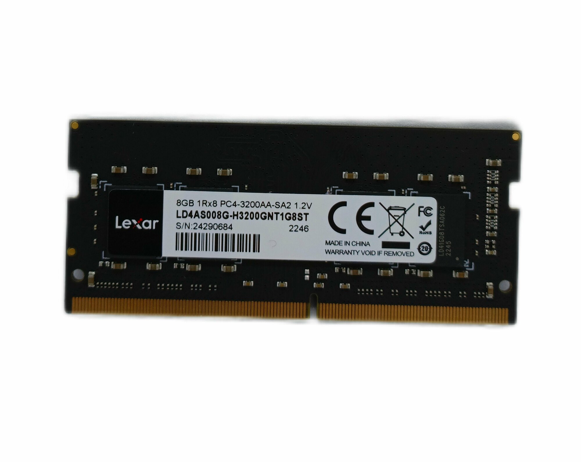 Оперативная память Lexar laptop DDR4-3200Mbps SODIMM 1x8 ГБ 1.2v (LD4AS008G-R3200GNT1G8ST) OEM