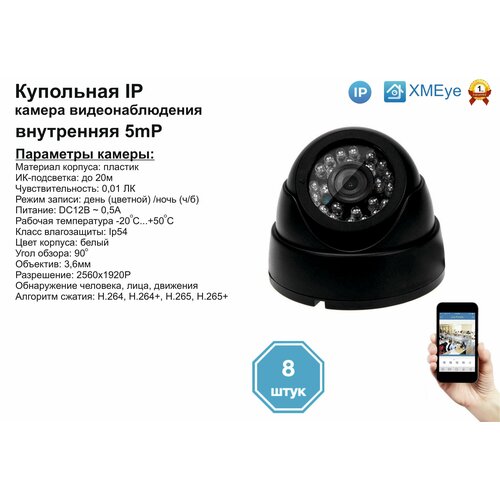 8шт DVB300IP5MP Внутренняя IP камера 5мП с ИК до 20м 2521000₽