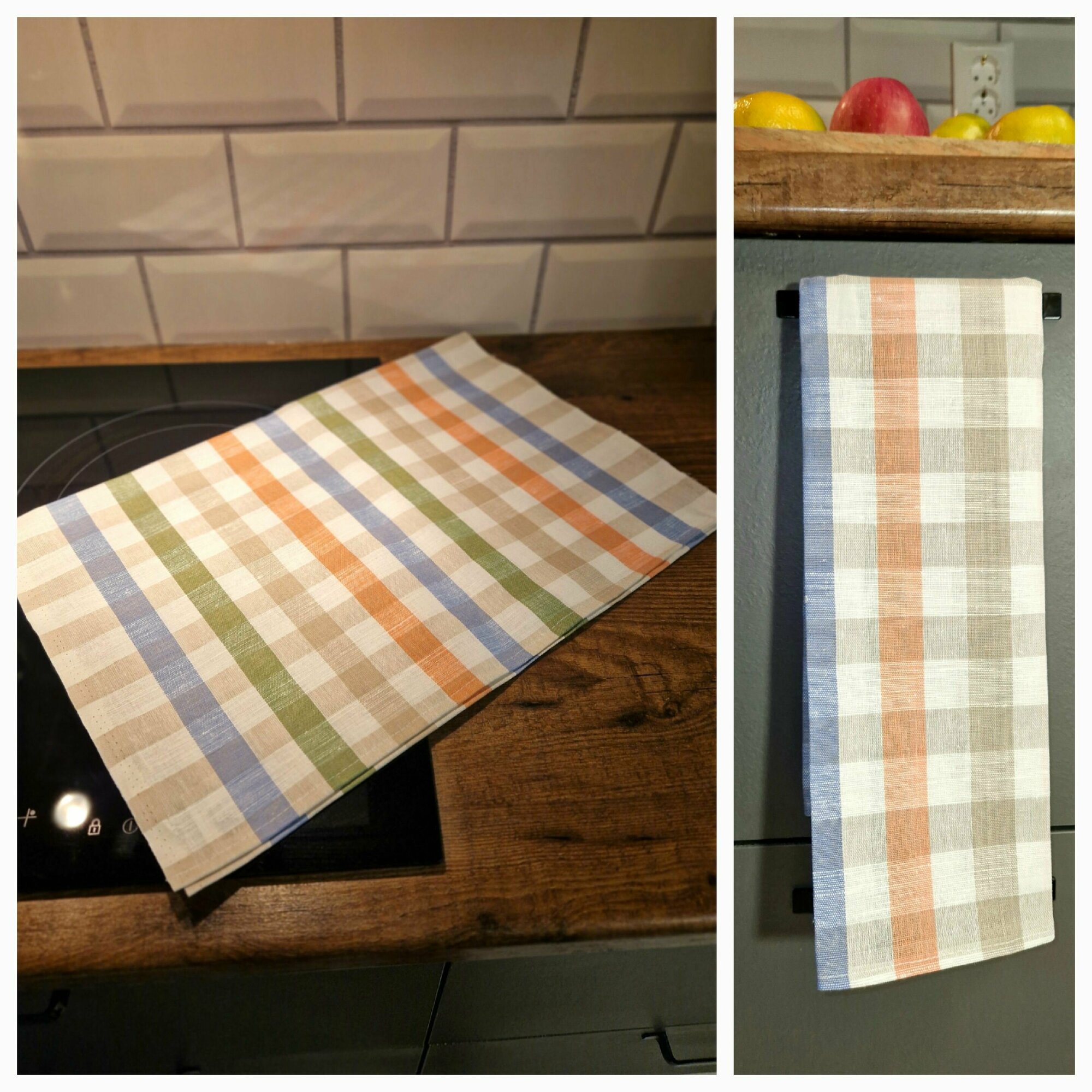 фото Полотенца льняные, кухонные, размером 50х70 см, в наборе 2 штуки