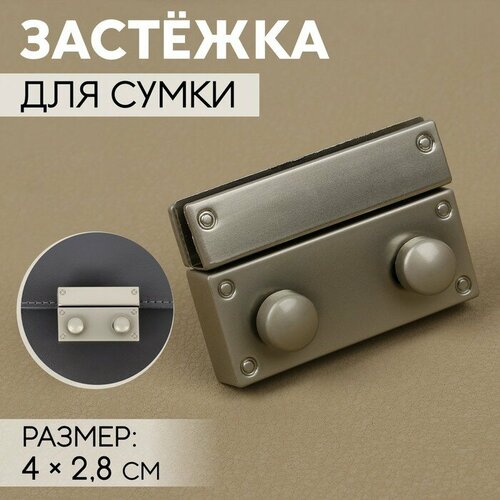 Застeжка для сумки, 4 x 2,8 см, цвет жемчужный серебряный 2 шт