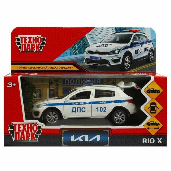 Машина технопарк KIA RIO X полиция длина 12 см металлическая инерционная XLINE-12POL-WH