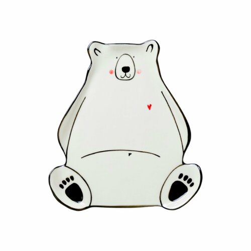 Фигурная тарелка ручной работы Белый медведь полуфарфор 16 см 2161₽