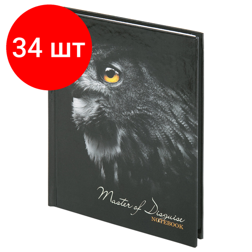 Комплект 34 шт, Блокнот малый формат (103х146 мм), А6, 80 л, твёрдый, клетка, STAFF, Сова, 114437